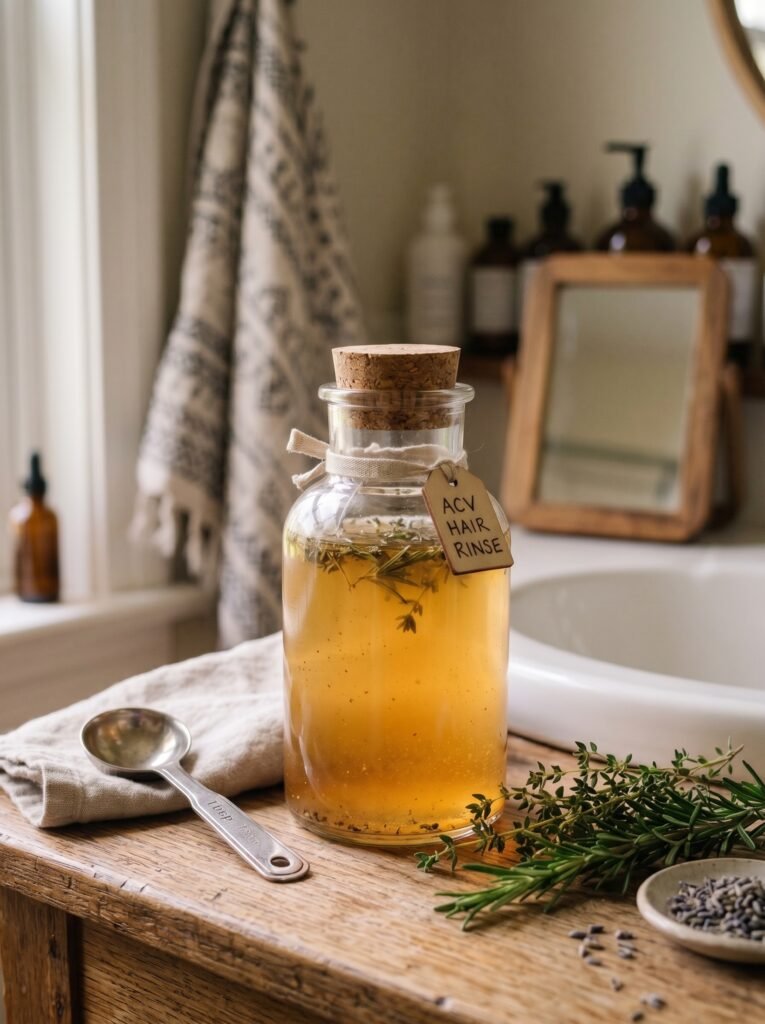 Apple cider vinegar hair rinse