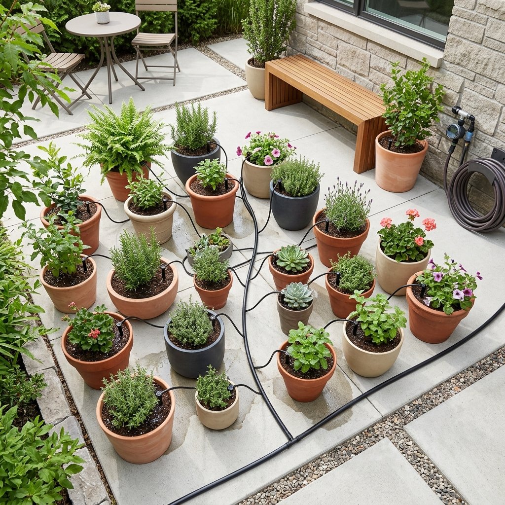 Drip irrigation setup for container plants