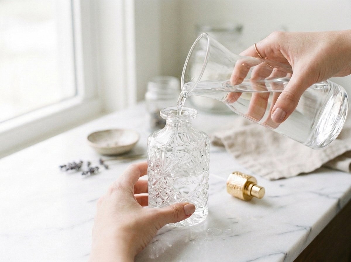 Pour clean filtered water in the bottle