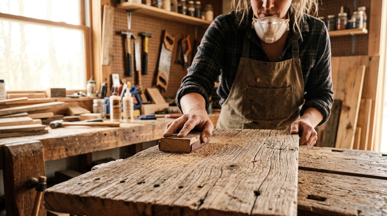 Prepare the wood for the leather strap shelf