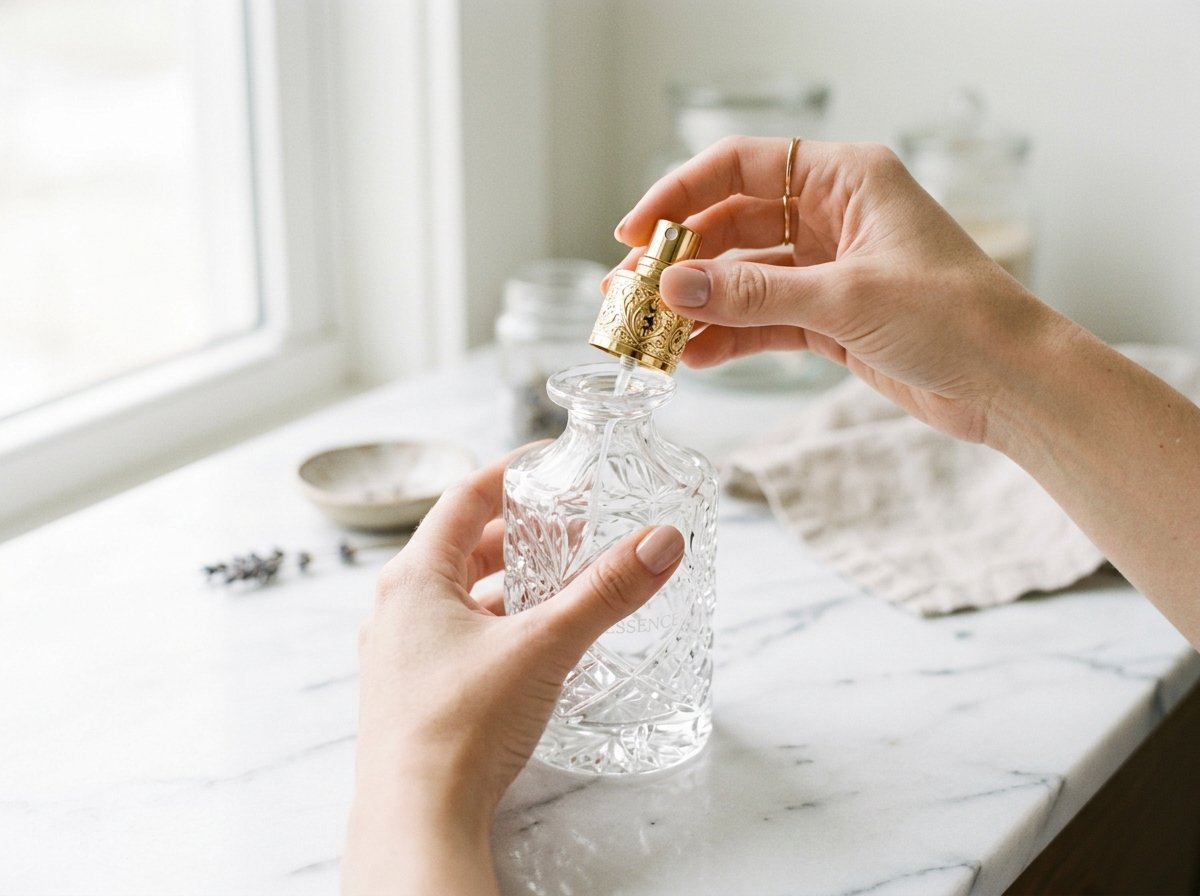 Remove spray lid from the perfume bottle